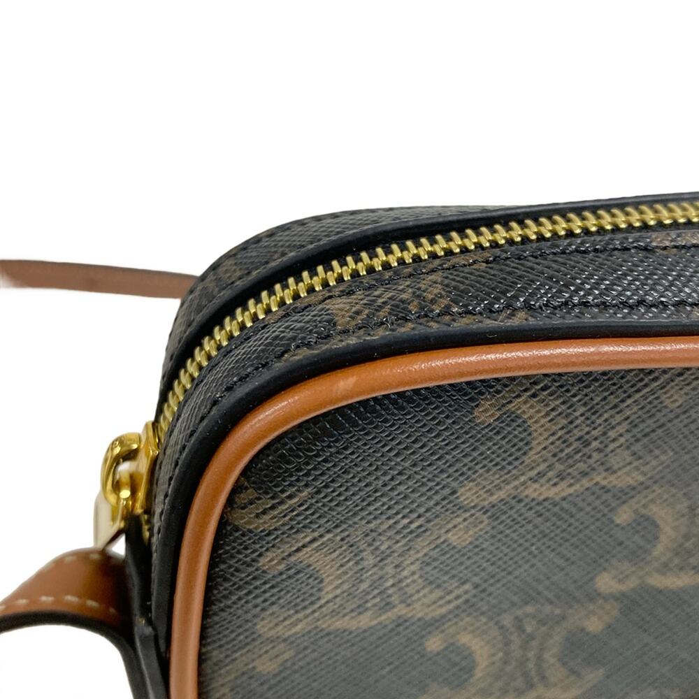 Celine Cuir Trionf mini camera Shoulder Bag 10J582EGP.04LU Black Brown Triomphe - Picture 15 of 15